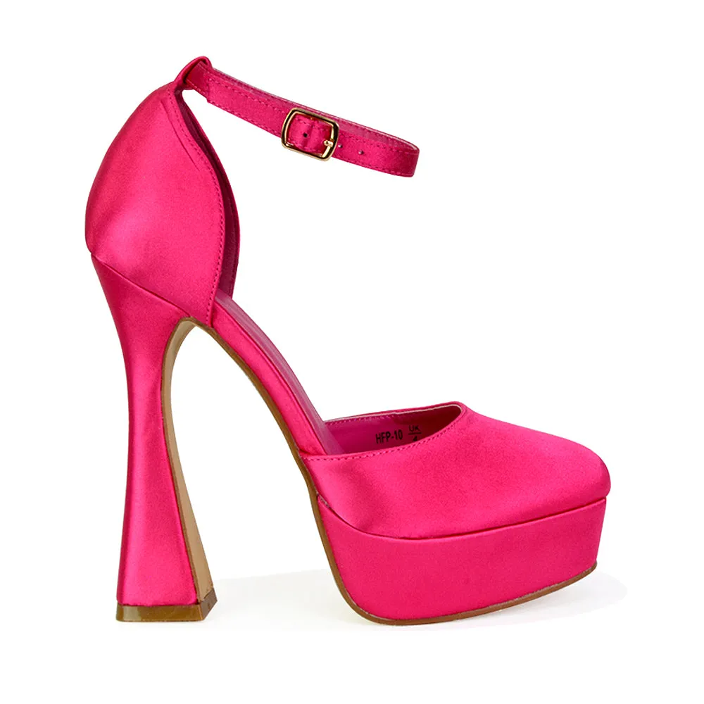 Leonardo Satin Court High Heels Platform Wedding Shoes for Bride in Fuchsia