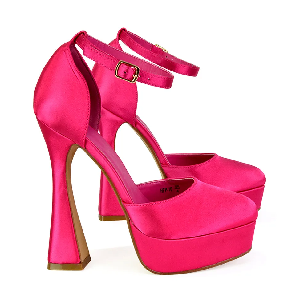 Leonardo Satin Court High Heels Platform Wedding Shoes for Bride in Fuchsia