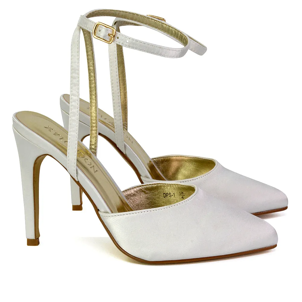 Liliane Pointed Toe Satin Court Heel Stiletto Bridal Shoes in Ivory