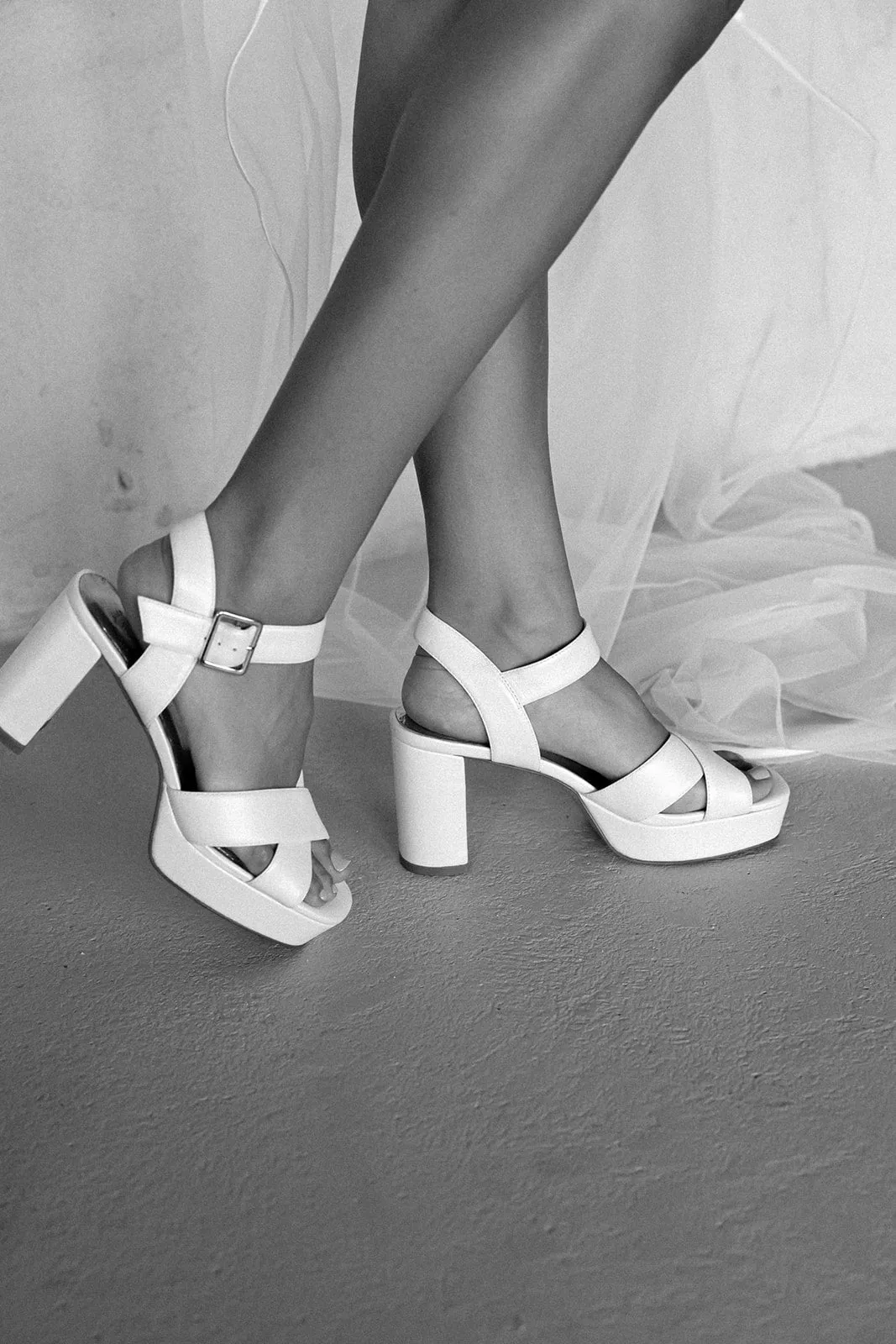 LOTUS PLATFORMS - IVORY LEATHER BRIDAL SHOES