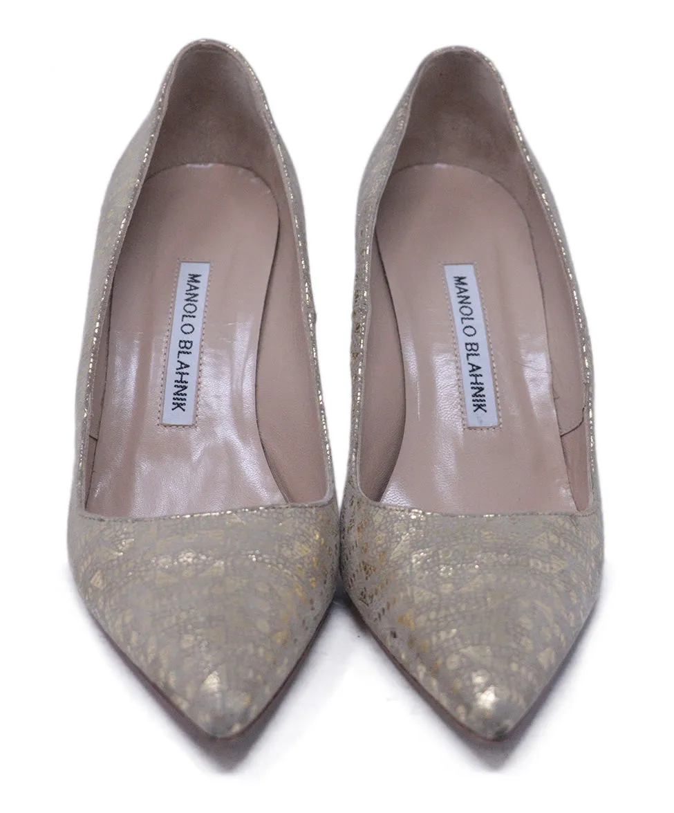 Manolo Blahnik Gold Suede Heels sz 6.5