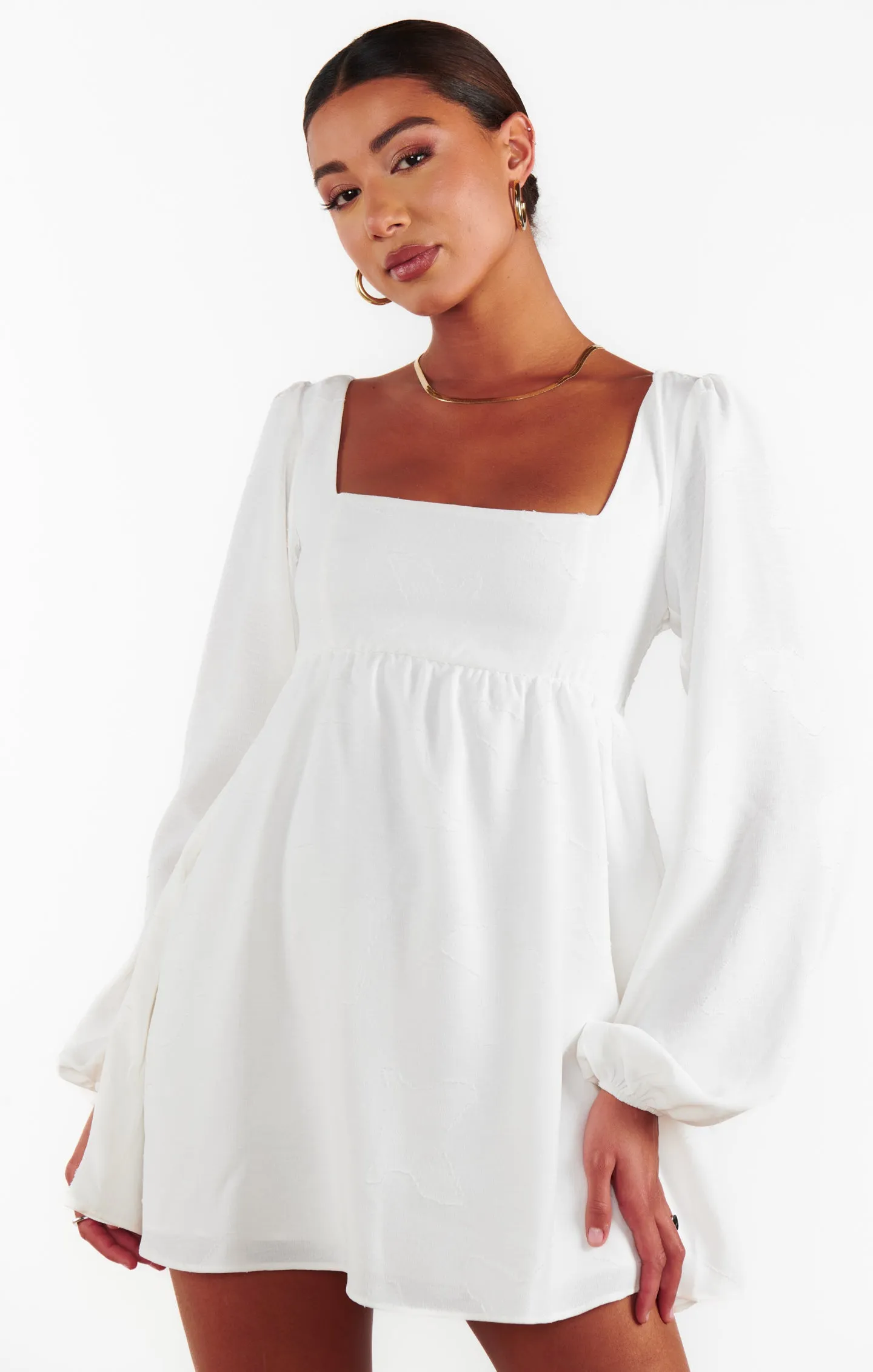 Marianna Mini Dress ~ White Clip Butterfly