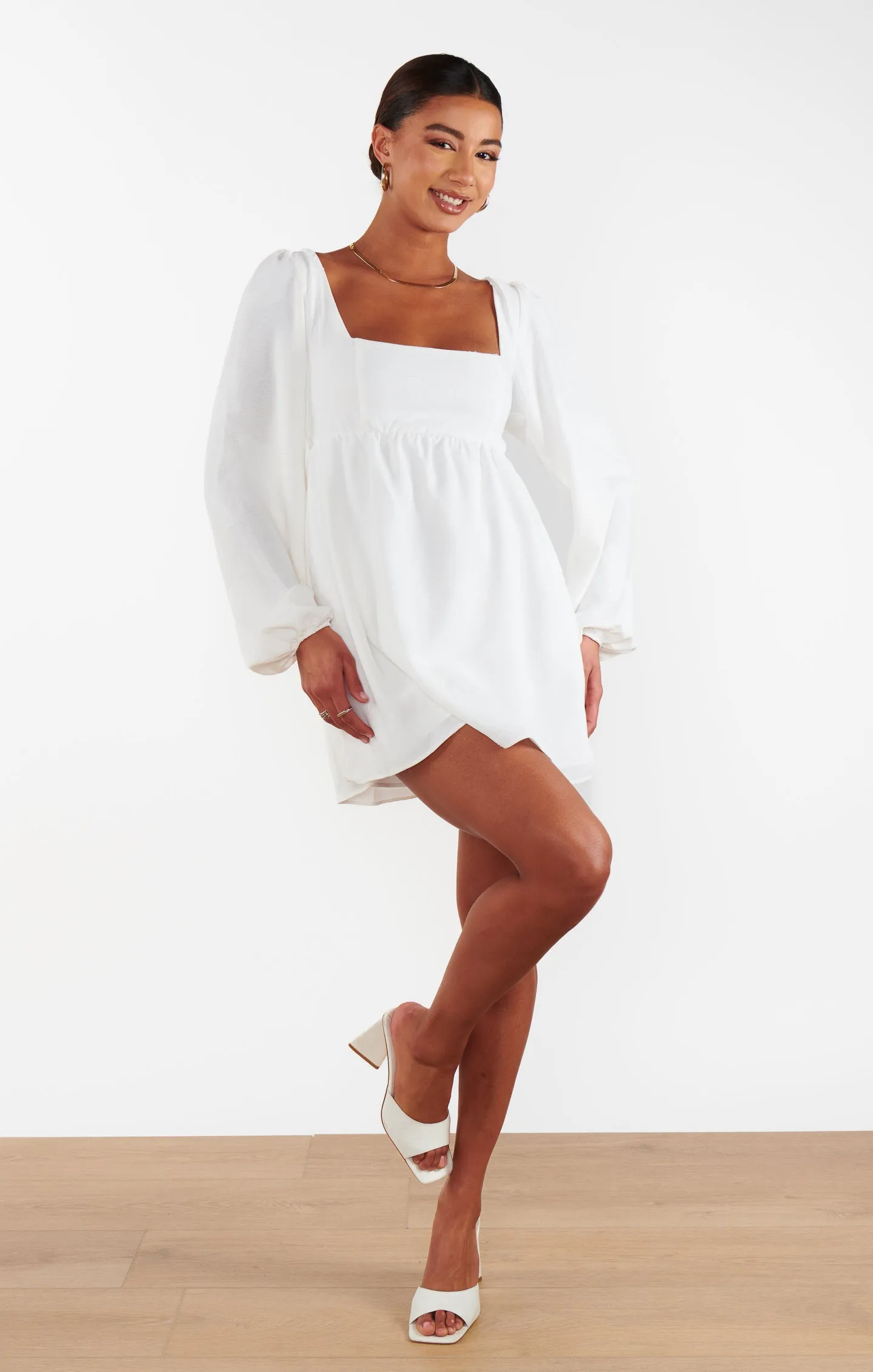 Marianna Mini Dress ~ White Clip Butterfly