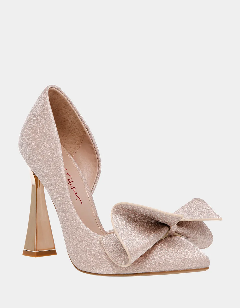 Nobble Bow Sparkle Pump in Champagne