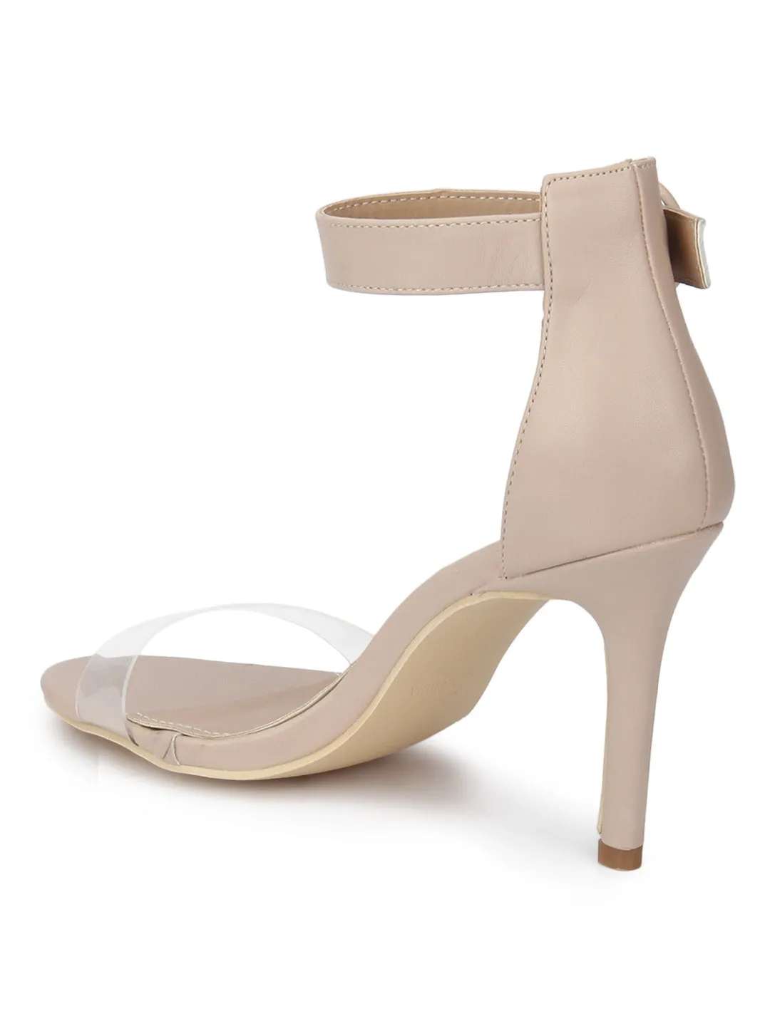 Nude PU Perspex Strap Stilettos