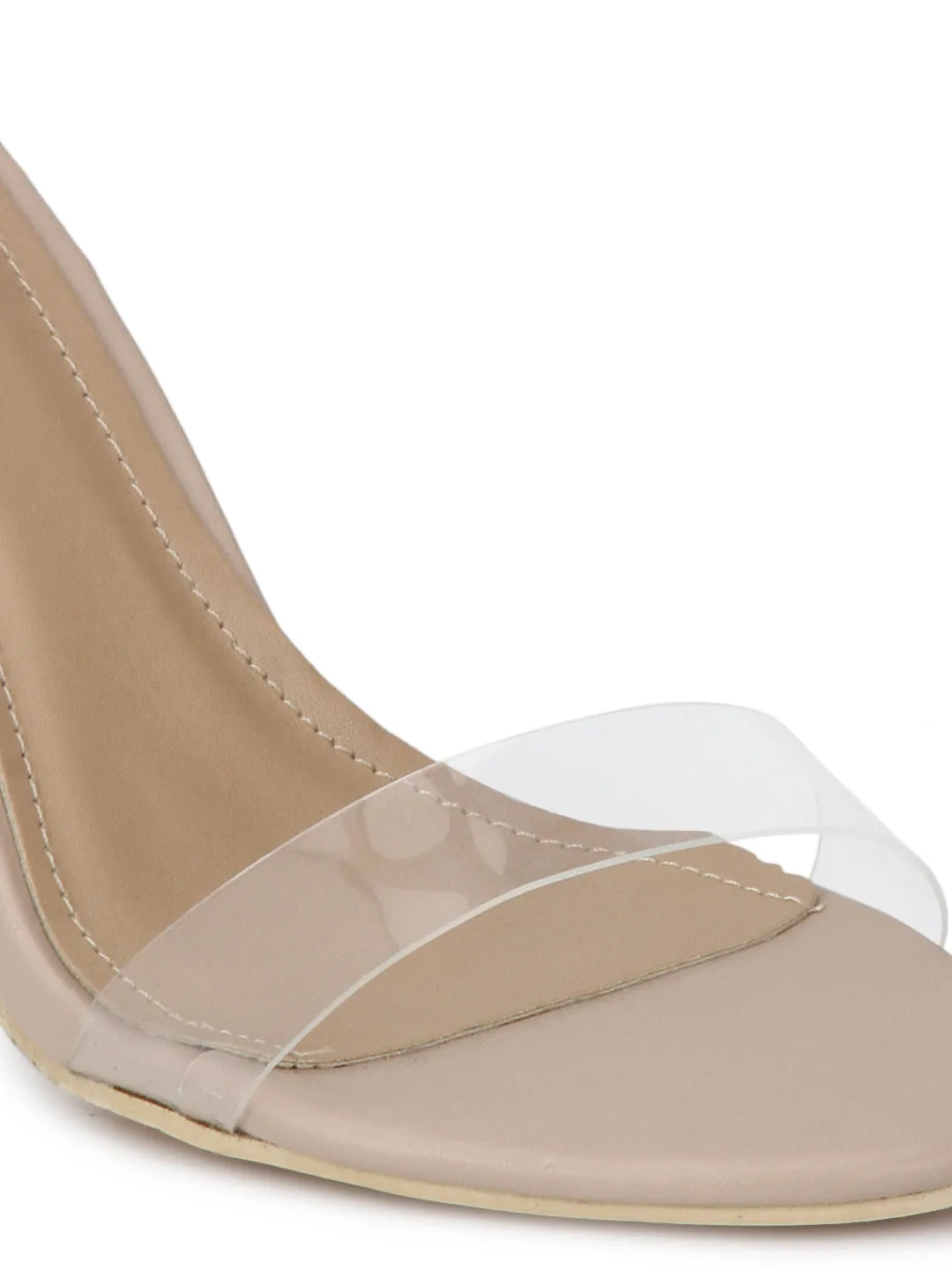 Nude PU Perspex Strap Stilettos