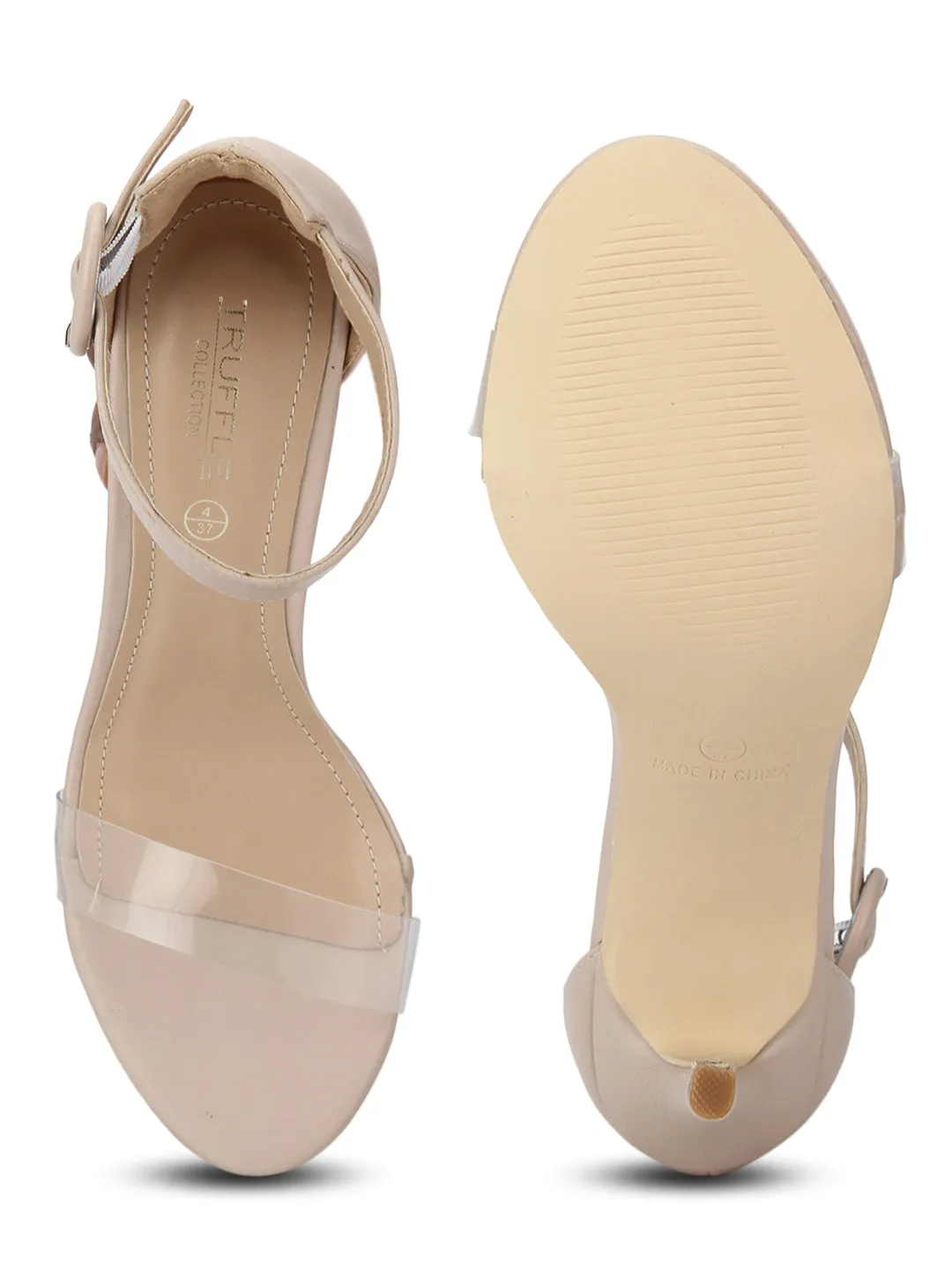 Nude PU Perspex Strap Stilettos