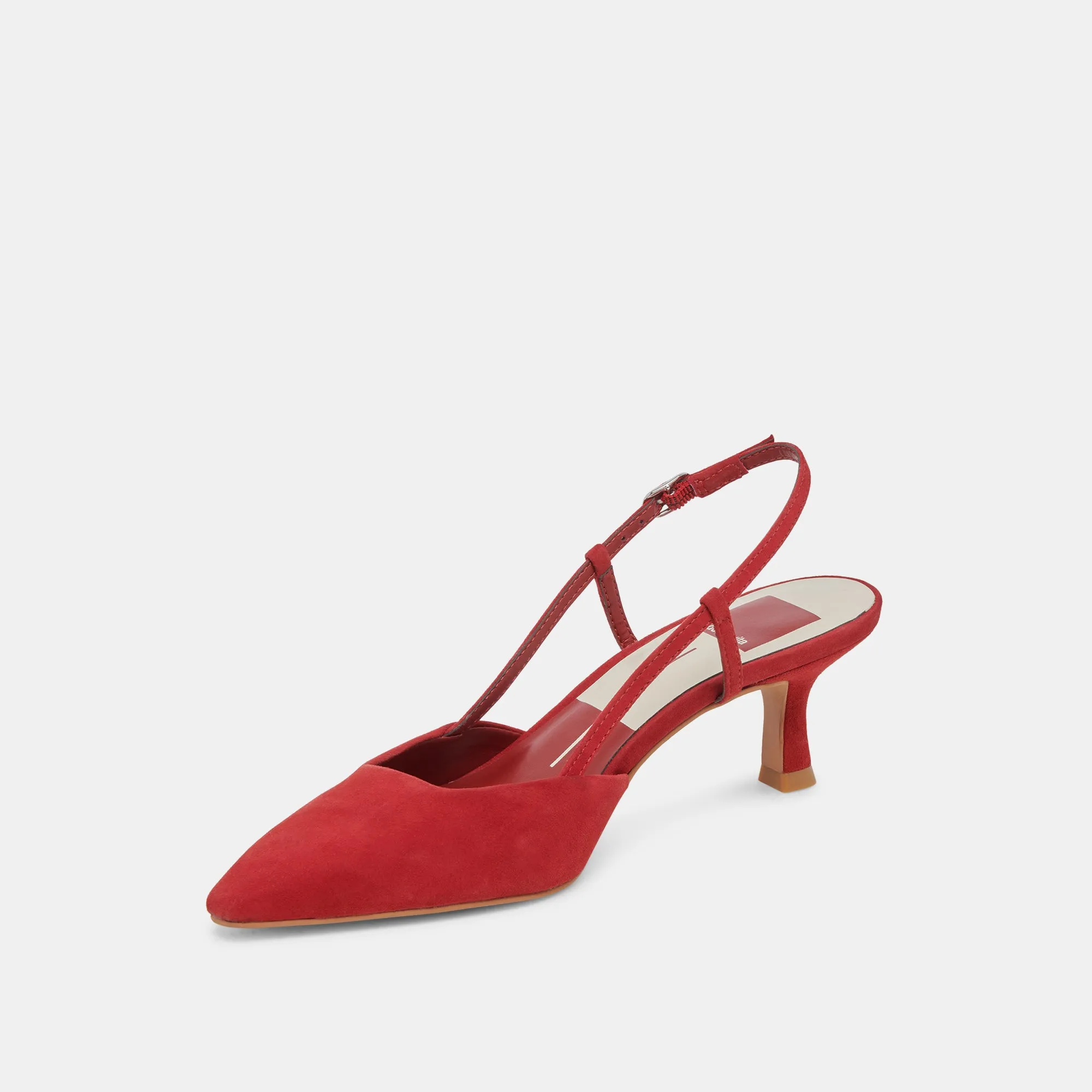 ODELA WIDE HEELS CRIMSON SUEDE