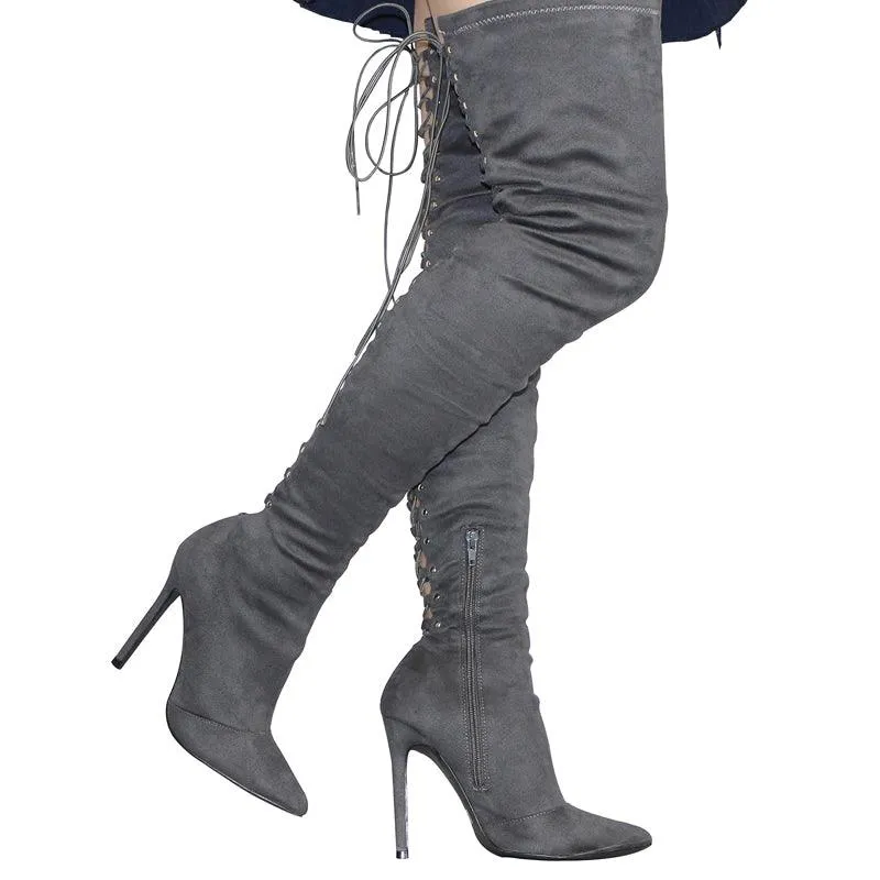 OVER THE KNEE LACE-UP BOOT