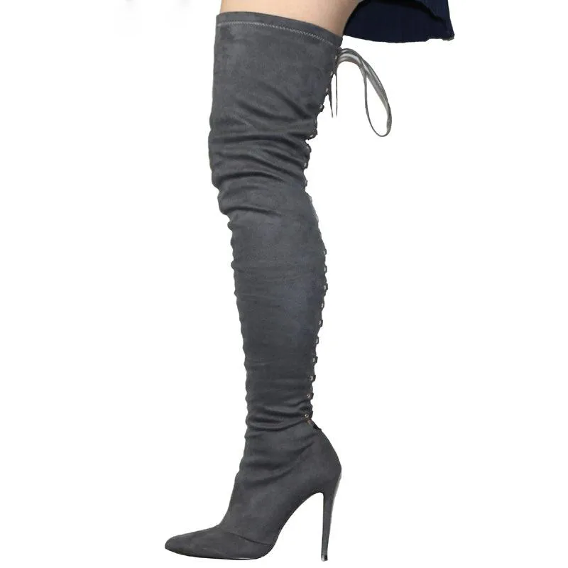 OVER THE KNEE LACE-UP BOOT