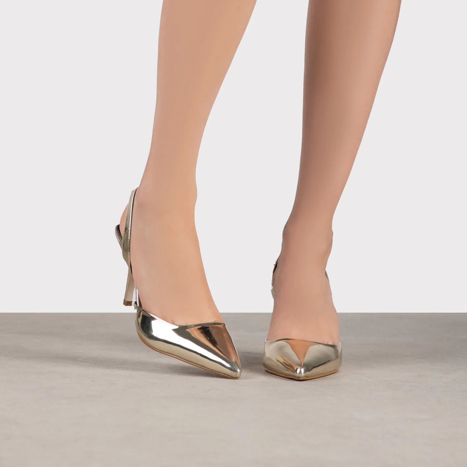 RAID Glimpse Slingback Heels in Gold