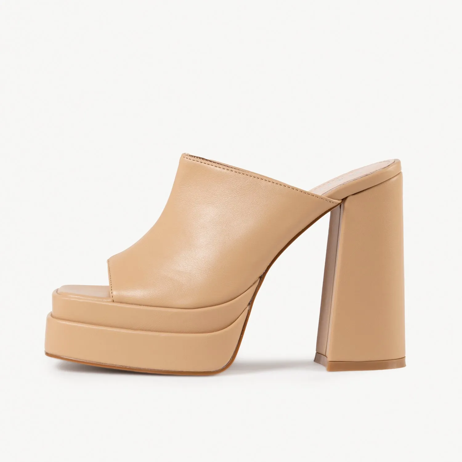 RAID Piya Platform Heeled Mule in Nude