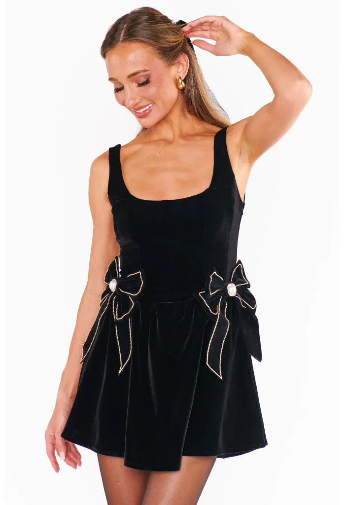 Ricci Skort Dress-Black Velvet