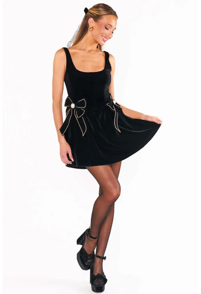 Ricci Skort Dress-Black Velvet