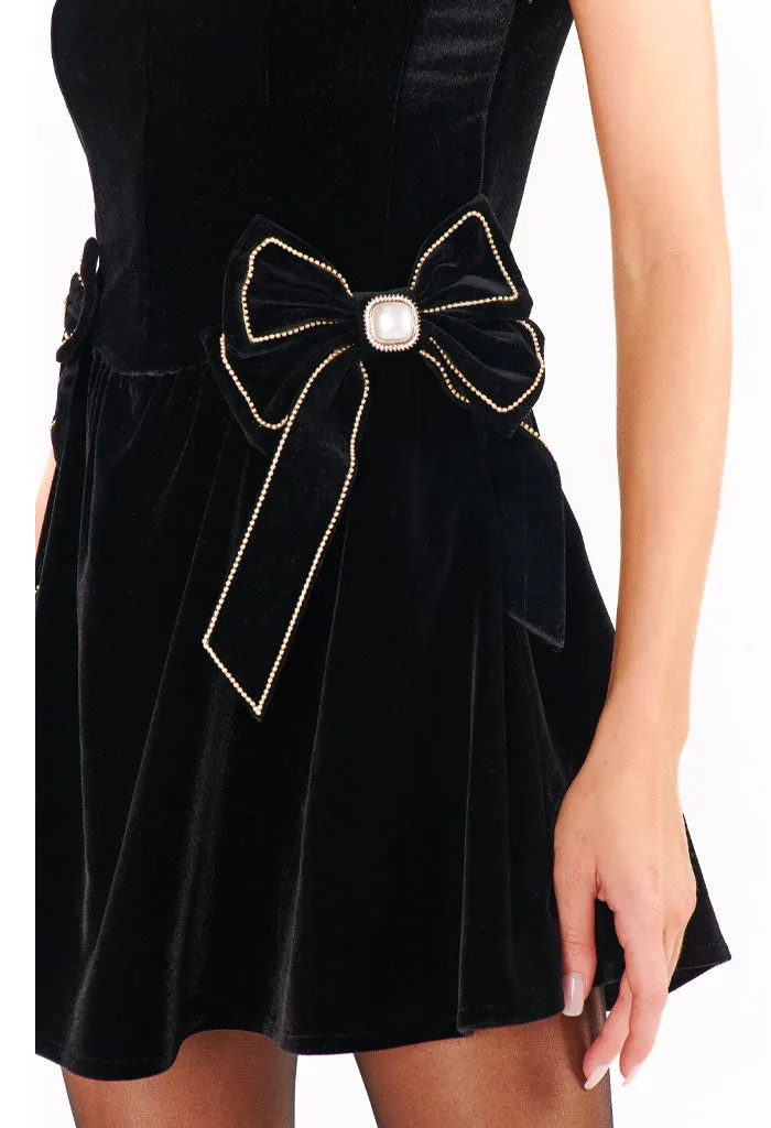 Ricci Skort Dress-Black Velvet