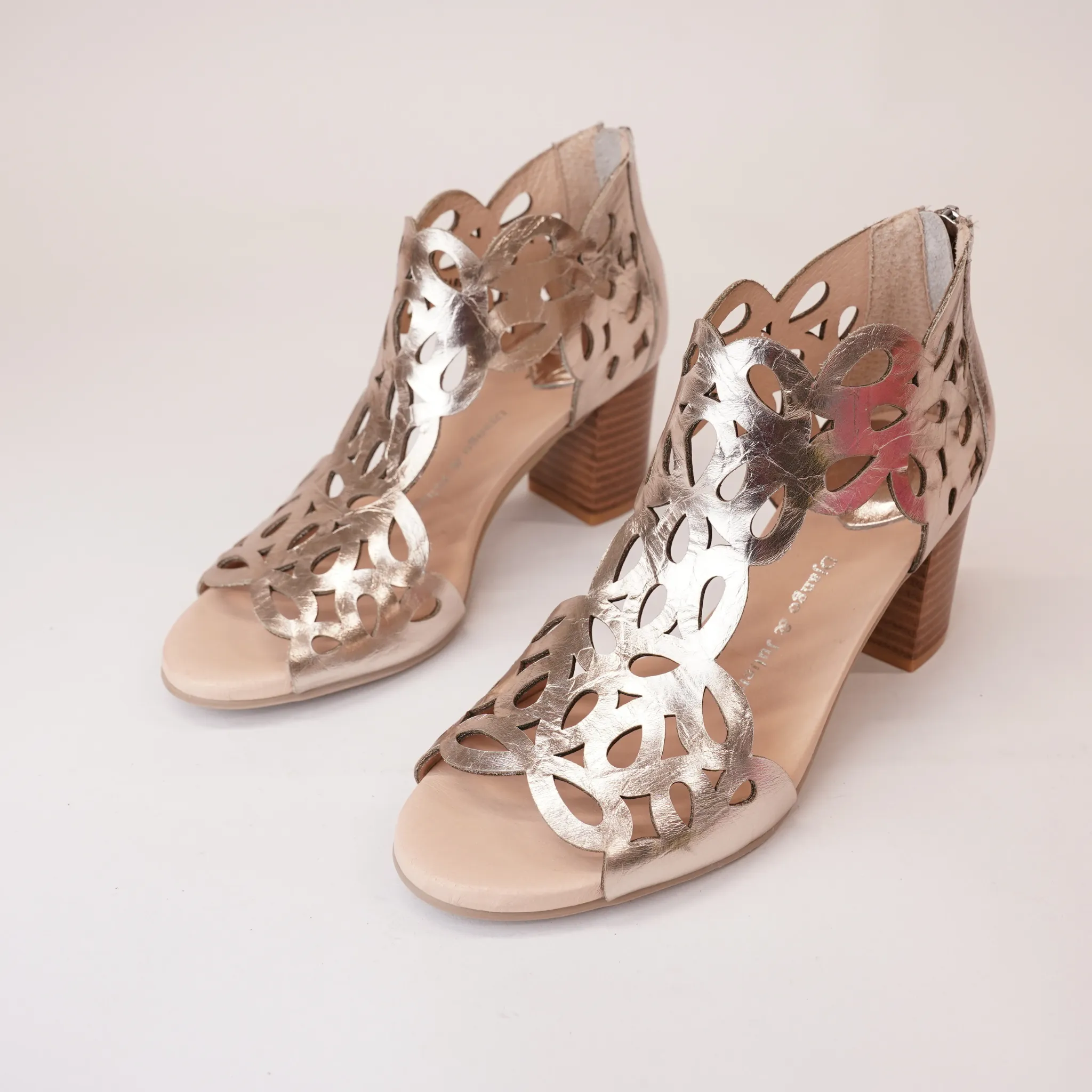 Saroja Champagne Leather Heels