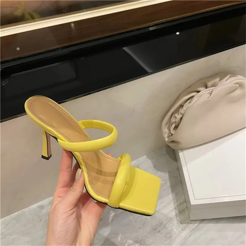 Square-toe Candy Color Heels