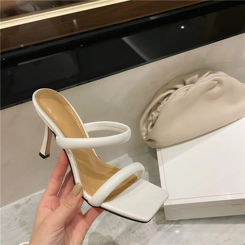 Square-toe Candy Color Heels