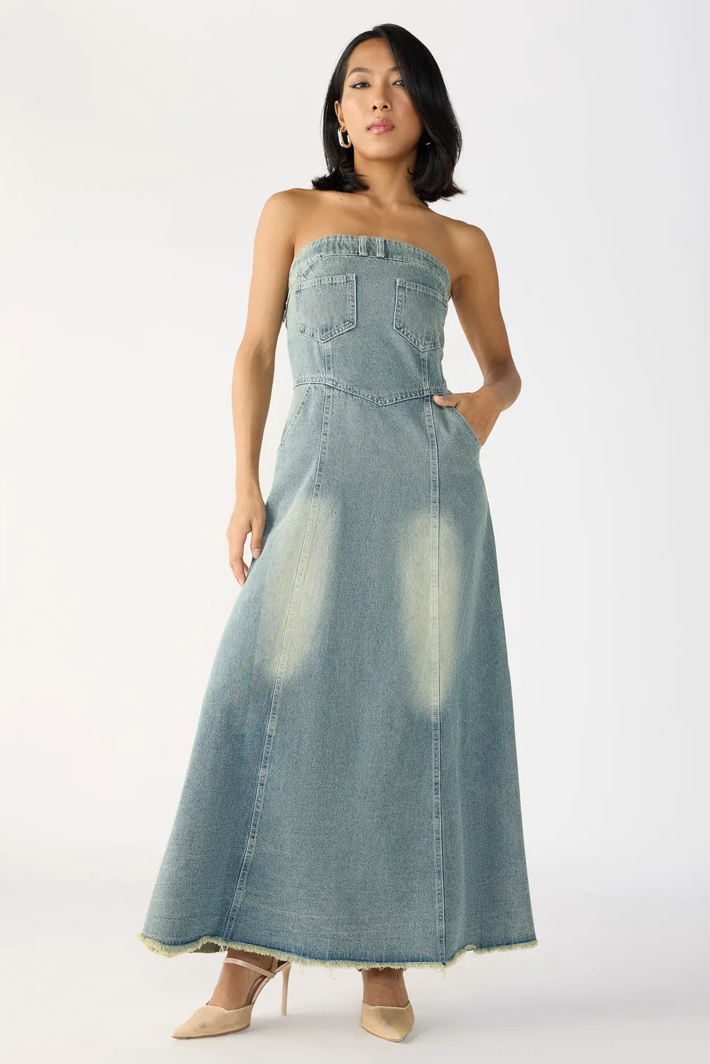 Strapless Washed A-line Dress