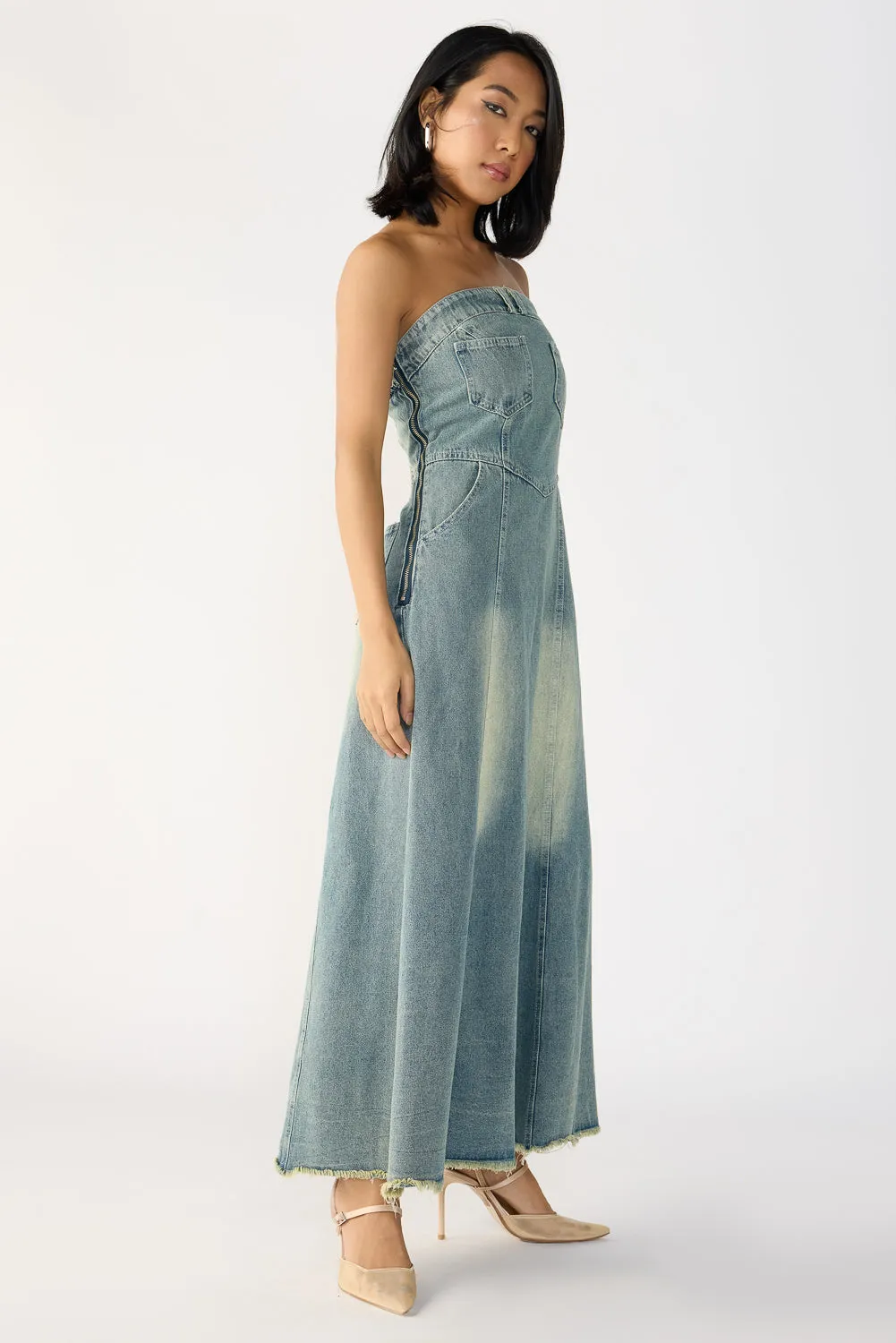 Strapless Washed A-line Dress