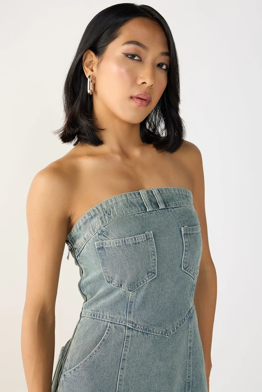 Strapless Washed A-line Dress