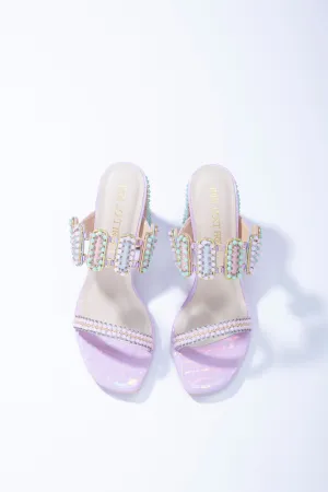 Sugar Tabs Block Heels - Lilac Slip-On Heels