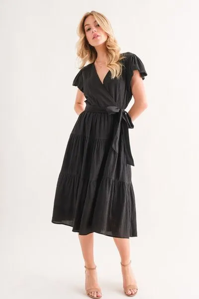 Textured Tiered Midi Dress