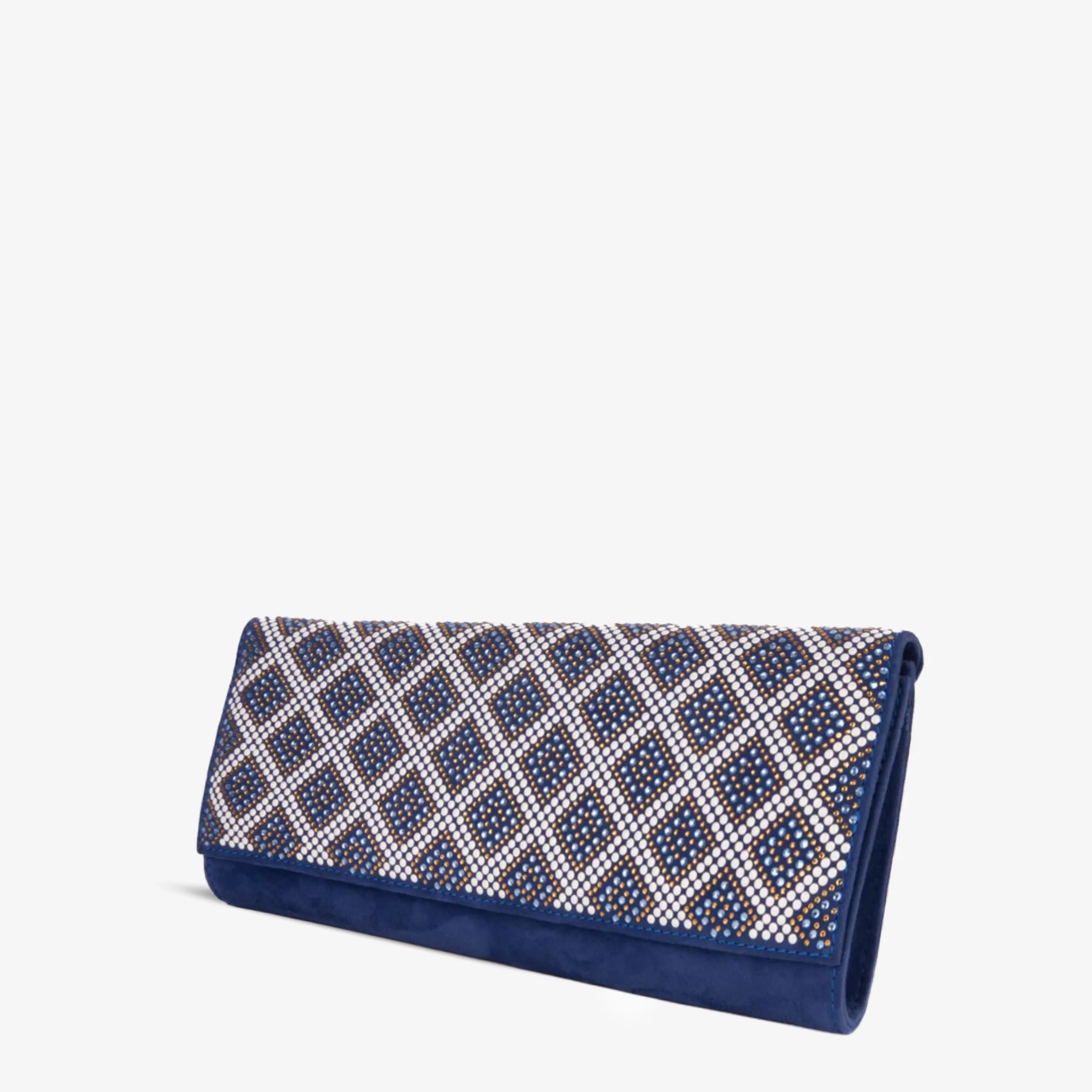 The Nampula Sax Blue Glitter Suede Leather Clutch