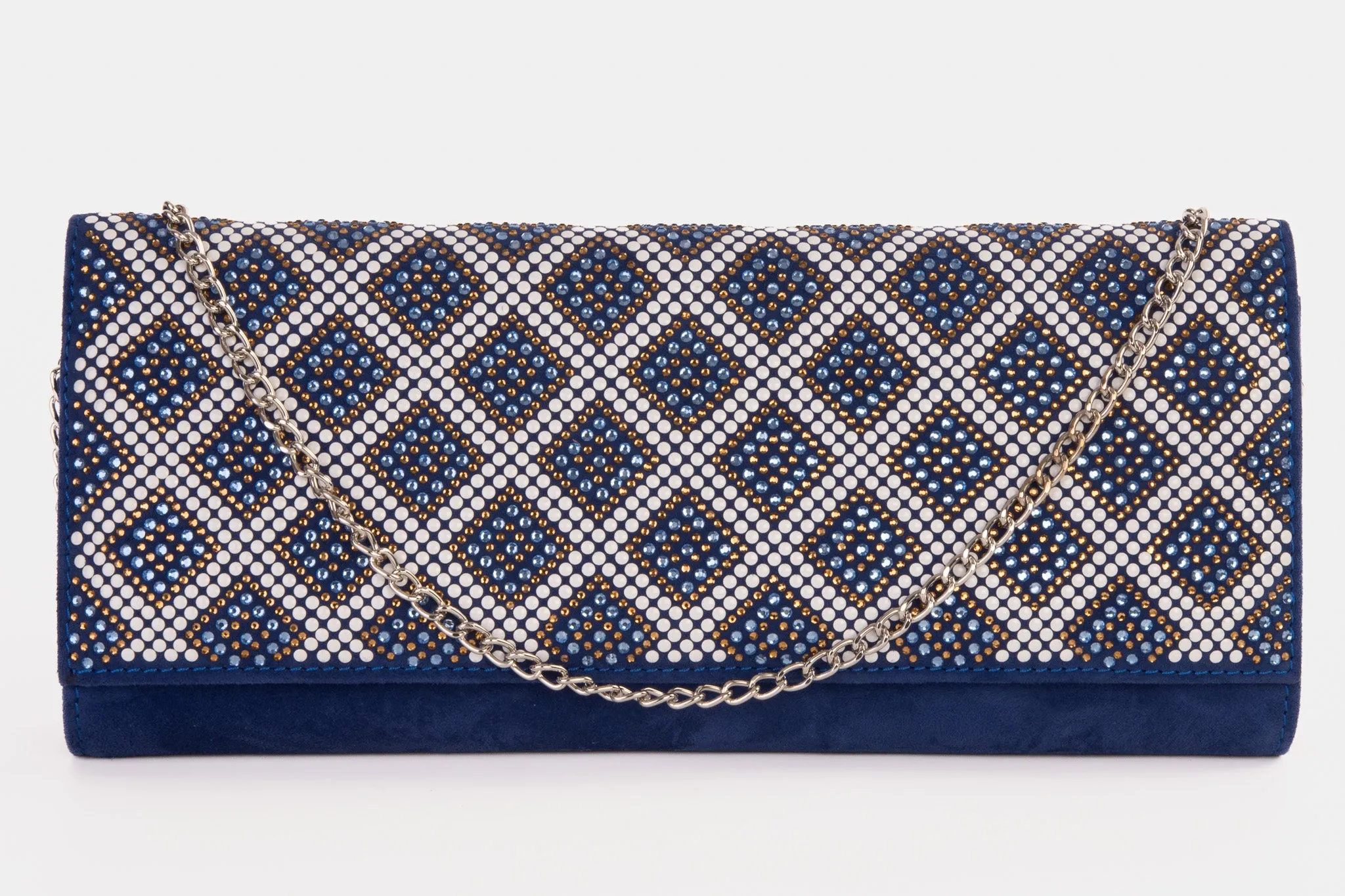 The Nampula Sax Blue Glitter Suede Leather Clutch