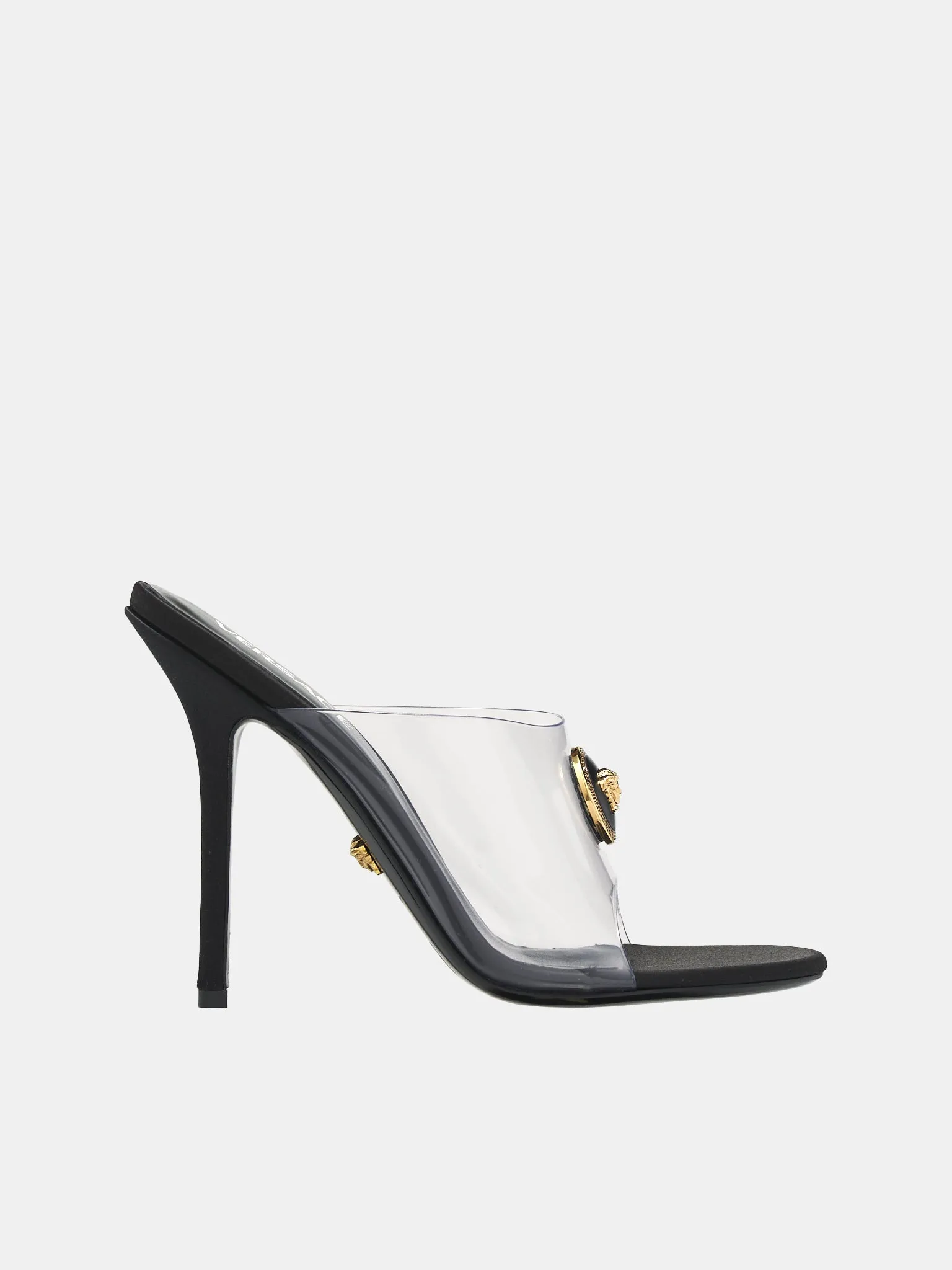 Transparent Heeled Mules (1012468-1A08652-BLACK-GOLD)