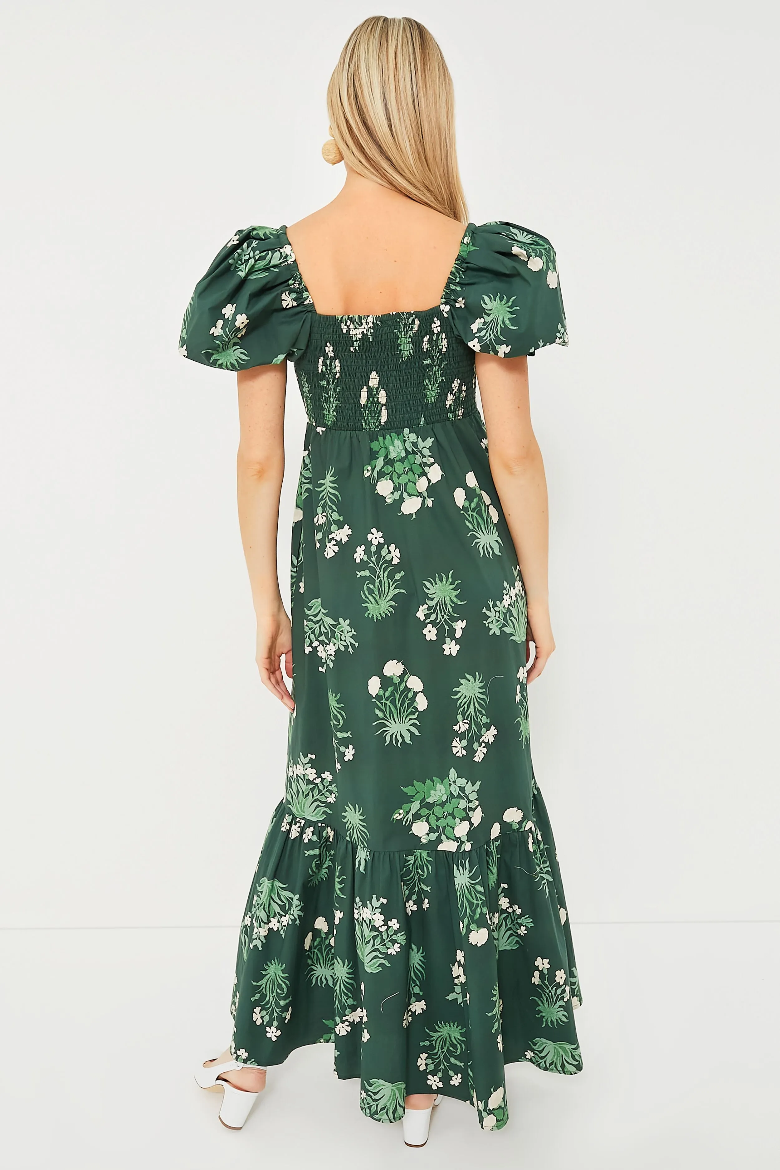 Viridian Stamped Bouquets Gabrielle Dress